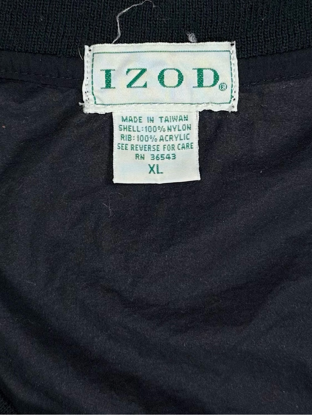 Vtg 90s IZOD black green embroidered logo microfiber windbreaker pullover men XL - Picture 7 of 8